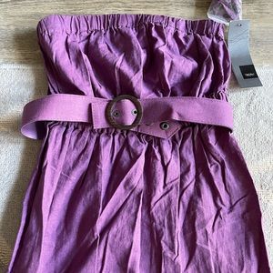 Plum Xhiliration linen dress/Comes with belt and straps that can be attached/New